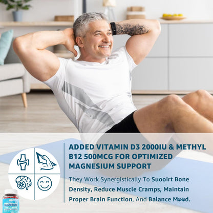 Sugar Free Magnesium Complex for Women, Calm Magnesium Gummies for Adults 400mg, Magnesium Glycinate, Citrate, Malate & More- Magnesium Gummy with Magnesium Ashwagandha, D3, B12 for Relax, Calm, Vegan - dailyvitalstore