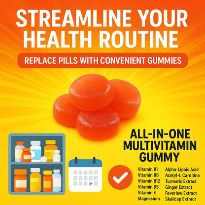 Sugar Free Neuropathy Support Gummies for Nerve – Enhanced Nerve Health, Regeneration, Cognitive Support with Vitamin B1, B6, B12, Magnesium, ALA, Turmeric, CoQ10 & More - dailyvitalstore