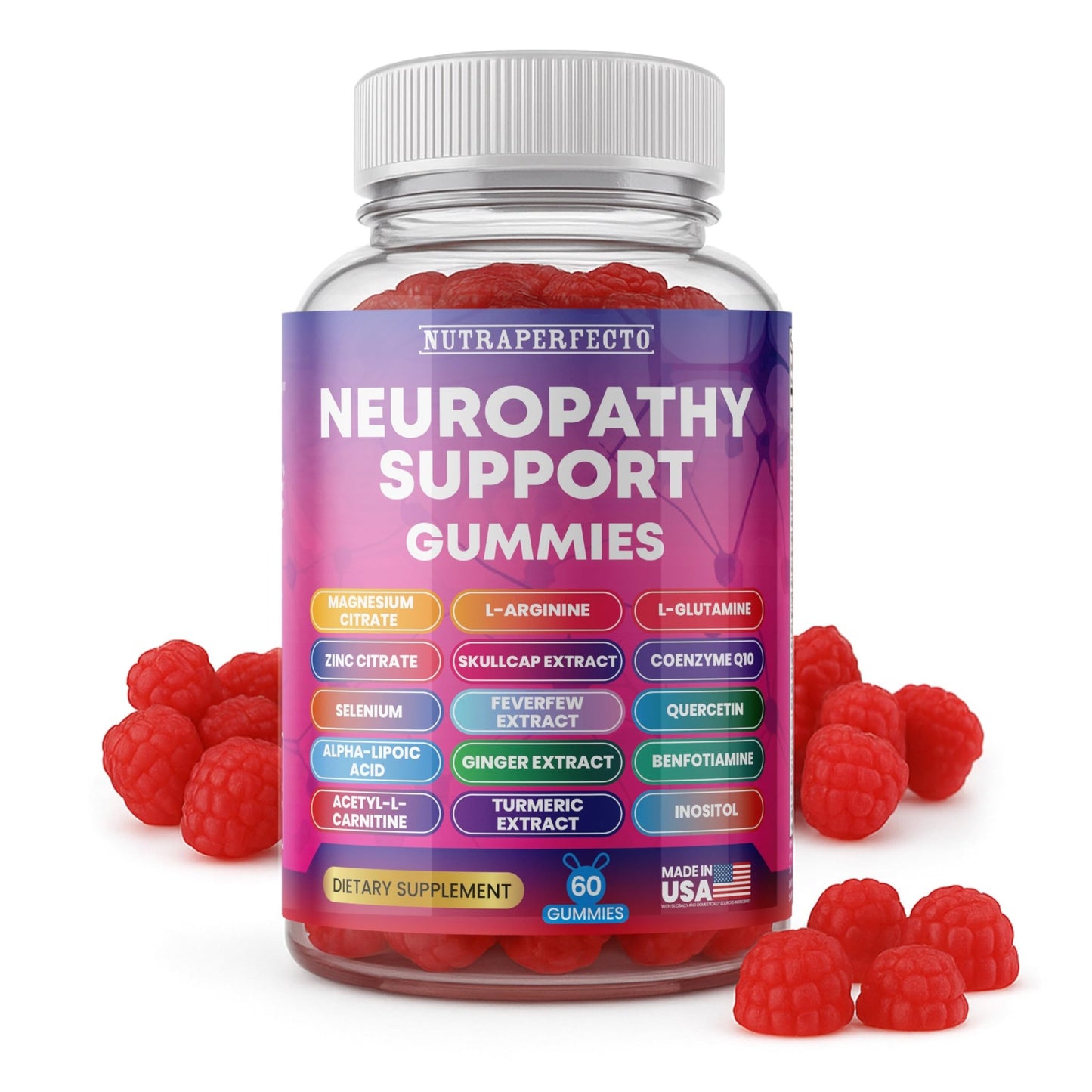 Sugar Free Neuropathy Support Gummies for Nerve – Enhanced Nerve Health, Regeneration, Cognitive Support with Vitamin B1, B6, B12, Magnesium, ALA, Turmeric, CoQ10 & More - dailyvitalstore