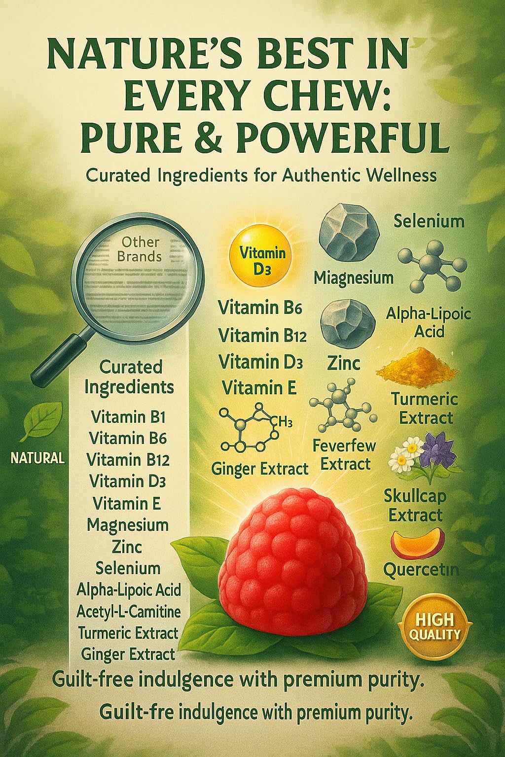 Sugar Free Neuropathy Support Gummies for Nerve – Enhanced Nerve Health, Regeneration, Cognitive Support with Vitamin B1, B6, B12, Magnesium, ALA, Turmeric, CoQ10 & More - dailyvitalstore