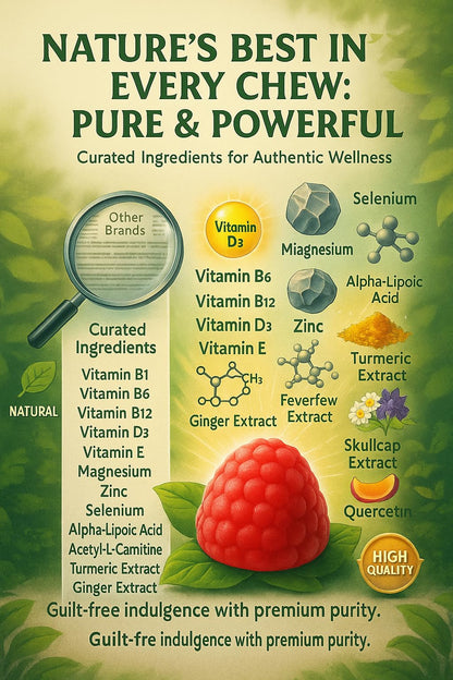 Sugar Free Neuropathy Support Gummies for Nerve – Enhanced Nerve Health, Regeneration, Cognitive Support with Vitamin B1, B6, B12, Magnesium, ALA, Turmeric, CoQ10 & More - dailyvitalstore