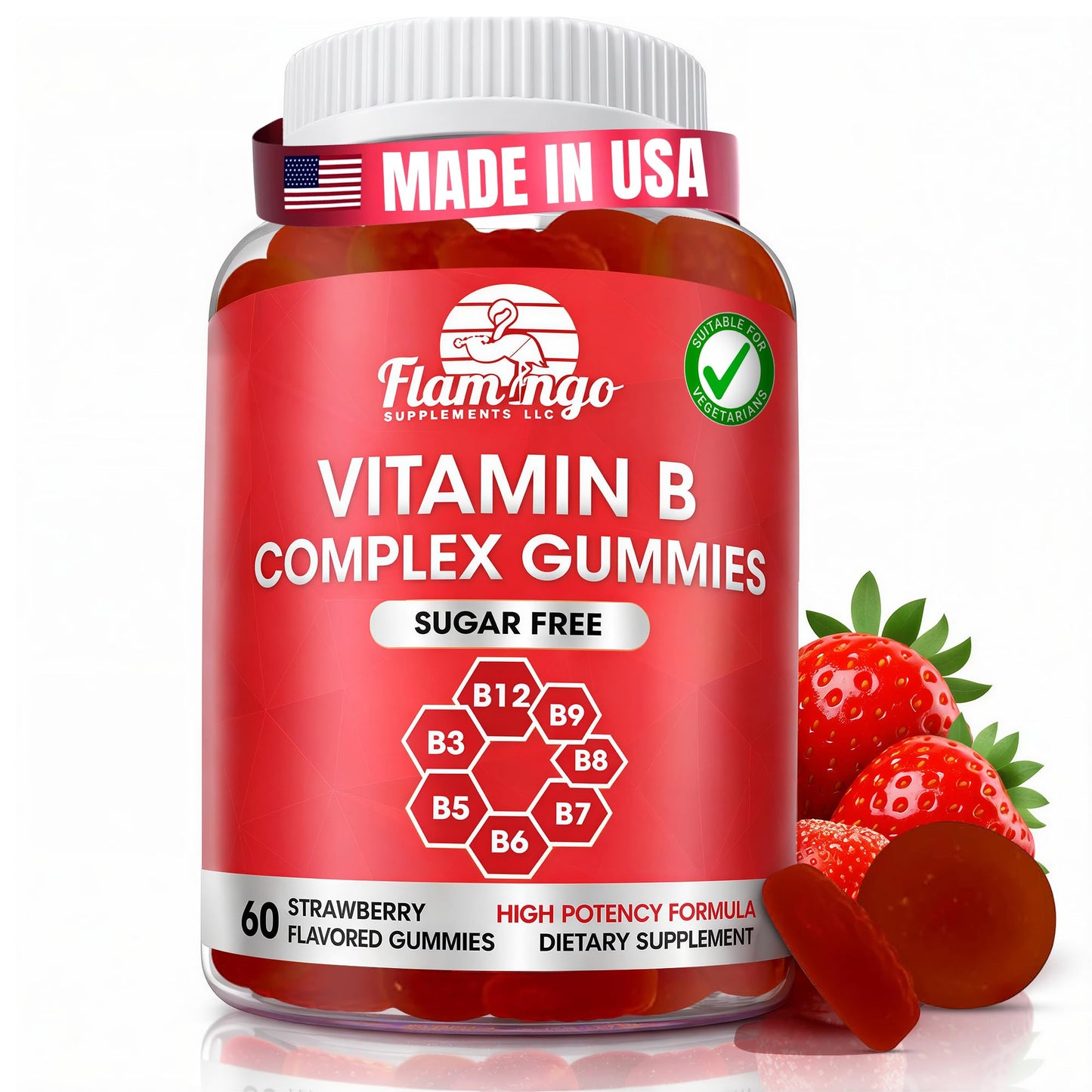 Sugar Free Vitamin B Complex Gummies - Vitamin B12, B7, B6, B3 (Niacin), B5, B8, B9 (Folate)- Third Party Tested- Prenatal, Vegan Diet, Older Adults - dailyvitalstore