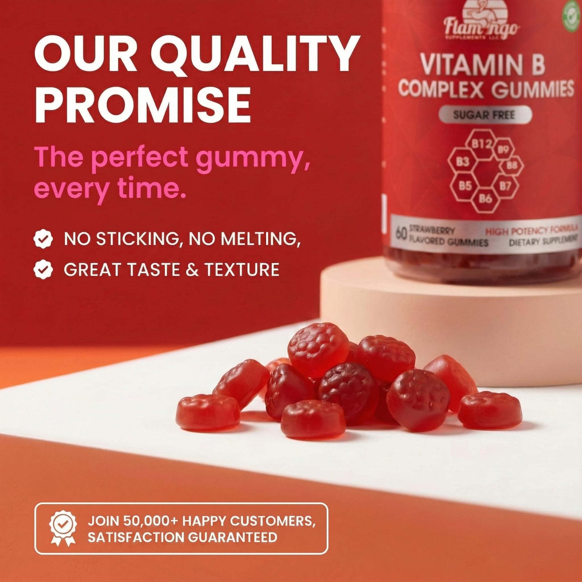 Sugar Free Vitamin B Complex Gummies - Vitamin B12, B7, B6, B3 (Niacin), B5, B8, B9 (Folate)- Third Party Tested- Prenatal, Vegan Diet, Older Adults - dailyvitalstore