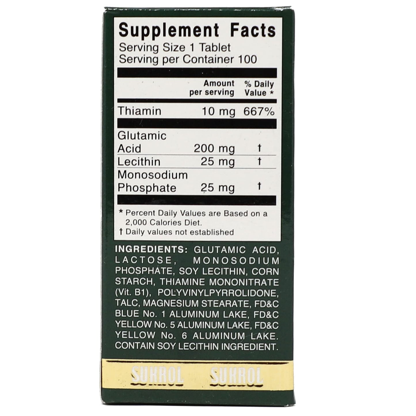 Sukrol, Vitamin, Improve Healthy Brain Function, 100 Tablets, Bottle - dailyvitalstore