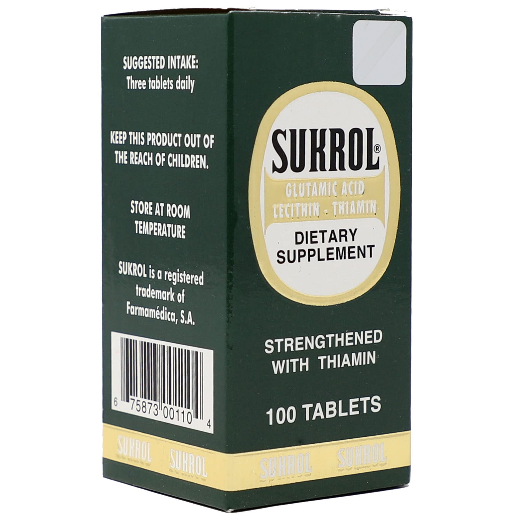 Sukrol, Vitamin, Improve Healthy Brain Function, 100 Tablets, Bottle - dailyvitalstore
