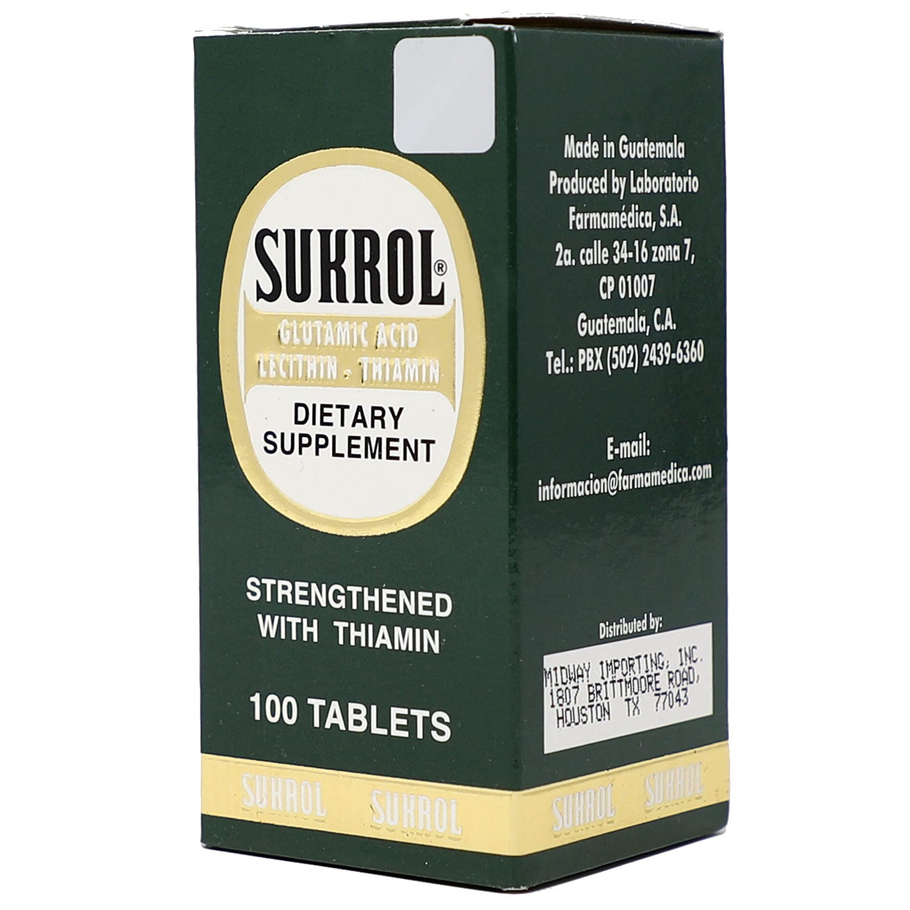 Sukrol, Vitamin, Improve Healthy Brain Function, 100 Tablets, Bottle - dailyvitalstore