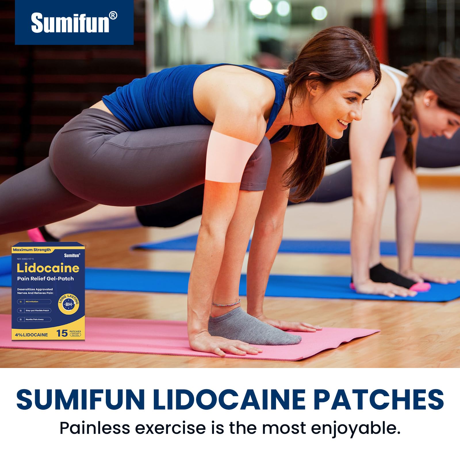 Sumifun 4% Lidocaine Pain Relief Patches 15 Counts Maximum Strength Numbing Gel Patch for Back Knee Neck Joint Ache Muscle Soreness Topical Analgesic - dailyvitalstore
