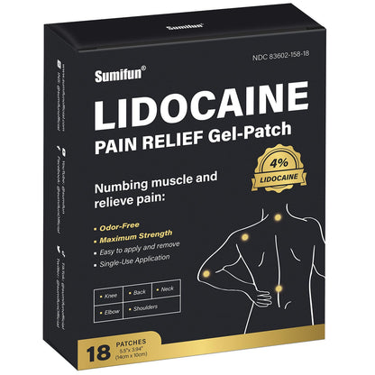 Sumifun 4% Lidocaine Pain Relief Patches - 18 Count Patches for Back, Shoulder, Muscle, Joints, Knee Pain Relief - Lower Back Pain Relief Products - Pain Patches Maximum Strength Lidocaine - dailyvitalstore