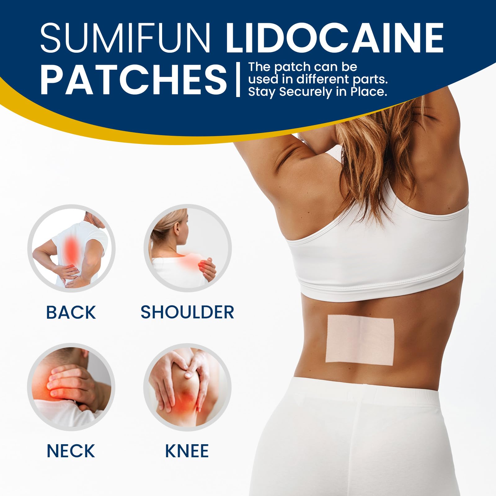 Sumifun 4% Lidocaine Pain Relief Patches - 18 Count Patches for Back, Shoulder, Muscle, Joints, Knee Pain Relief - Lower Back Pain Relief Products - Pain Patches Maximum Strength Lidocaine - dailyvitalstore