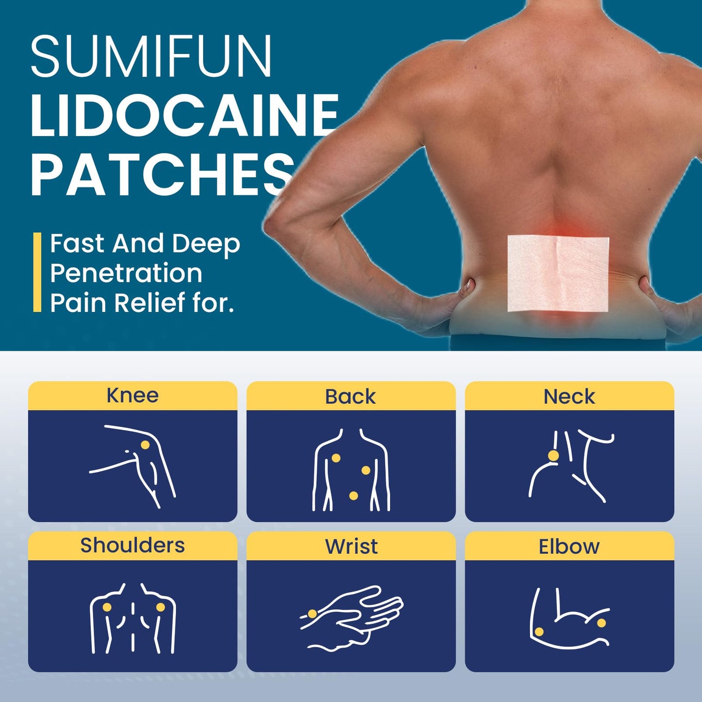 Sumifun 4% Lidocaine Pain Relief Patches 30 Count Maximum Strength Numbing Gel Patch for Back Knee Neck Joint Ache Muscle Soreness Topical Analgesic - dailyvitalstore