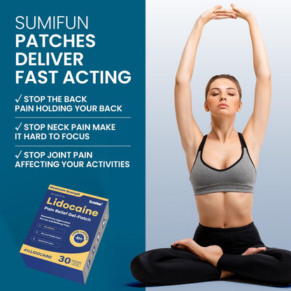 Sumifun 4% Lidocaine Pain Relief Patches 30 Count Maximum Strength Numbing Gel Patch for Back Knee Neck Joint Ache Muscle Soreness Topical Analgesic - dailyvitalstore