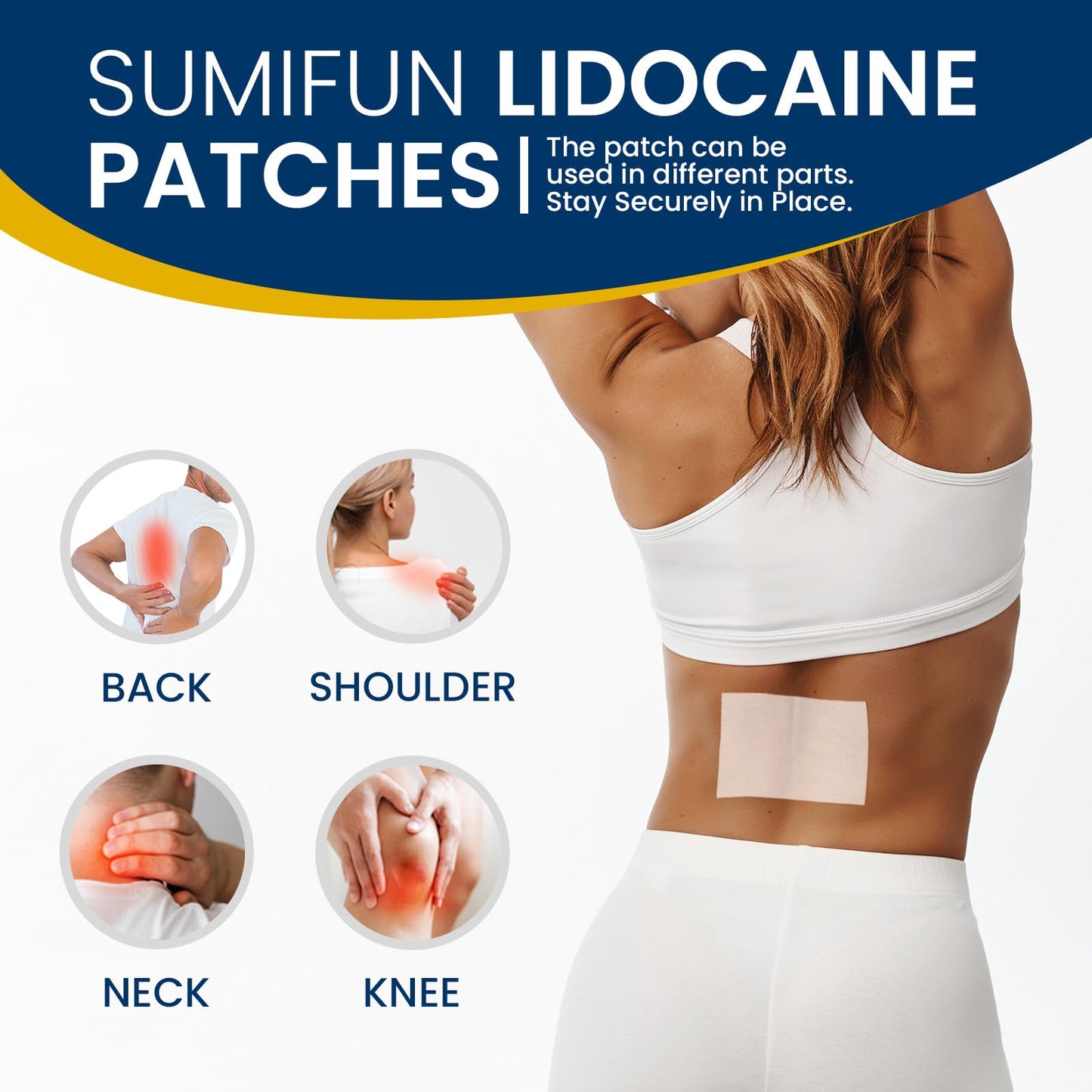 Sumifun 4% Lidocaine Pain Relief Patches - 36 Count Patches for Back, Shoulder, Muscle, Joints, Knee Pain Relief - Lower Back Pain Relief Products - Pain Patches Maximum Strength Lidocaine - dailyvitalstore