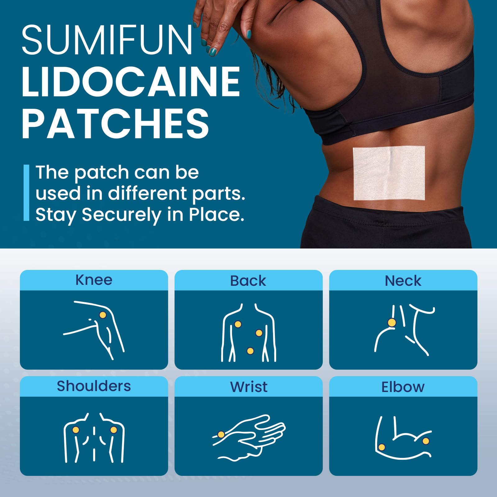 Sumifun 4% Lidocaine Patches, Long Lasting Plaster Patch for Knee, Shoulder, Muscle, Joints with Natural Ingredients, Extended Patch with Lidocaine (Large, Count, 18) - dailyvitalstore