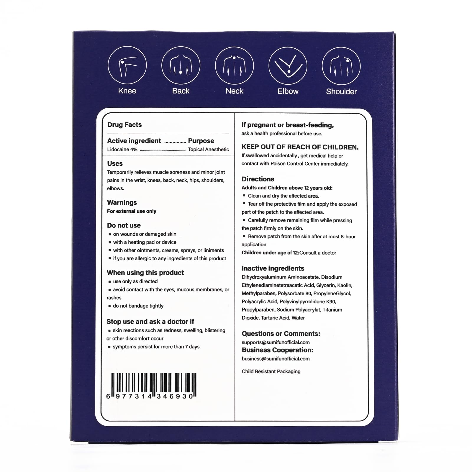 Sumifun 4% Lidocaine Patches Maximum Strength - 12 Count Pain Relieving Gel Patch for Muscle Soreness, Back Ache, Knee, Neck & Joint Pains - Topical Analgesic (Large, Count, 12) - dailyvitalstore