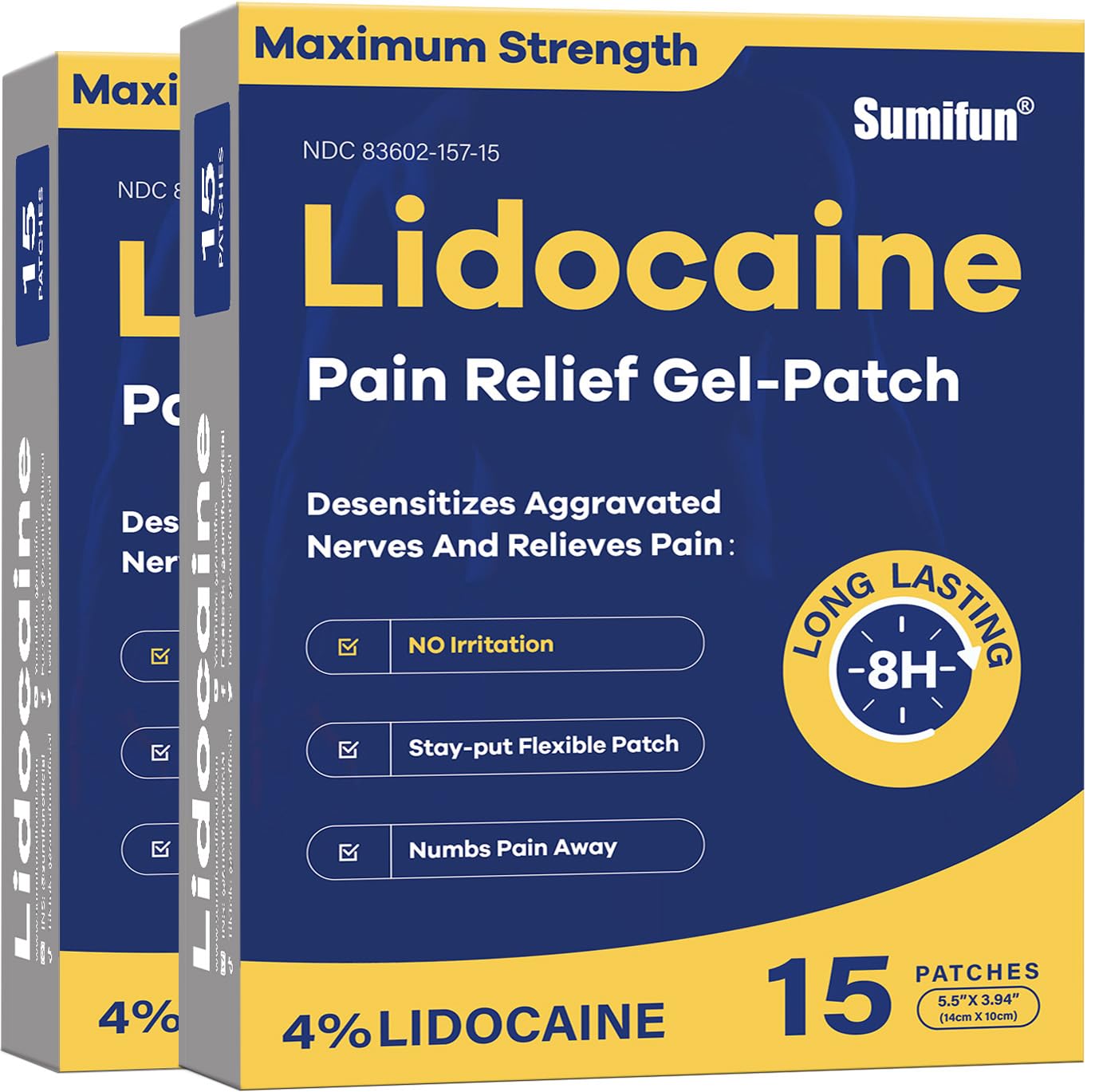 Sumifun 4% Lidocaine Patches Maximum Strength - 30 Count Pain Relief Patches for Back, Shoulder, Elbow, Knee, Muscle & Joint - Lower Back Pain Relief Products - Pain Patches Maximum Strength Lidocaine - dailyvitalstore