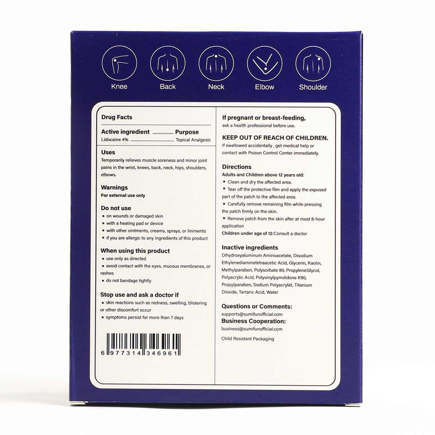 Sumifun 4% Lidocaine Patches Maximum Strength - Pain Relieving Gel Patch for Muscle Soreness, Back Ache, Knee, Neck & Joint Pains - Topical Analgesic (Large, Count, 17) - dailyvitalstore