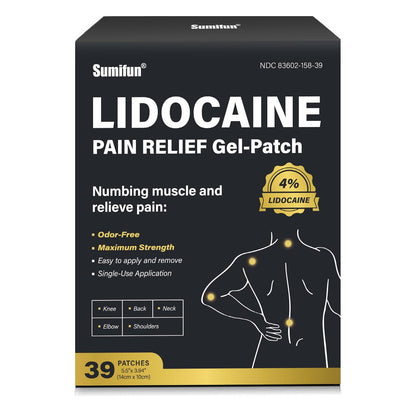 Sumifun 4% Lidocaine Patches,Maximum Strength Pain Relieving Patch Back, Shoulder, Joints, Knee Pain Relief and Muscle Soreness - 8 Hour Pain Relief (39 Count(Pack of 1)) - dailyvitalstore