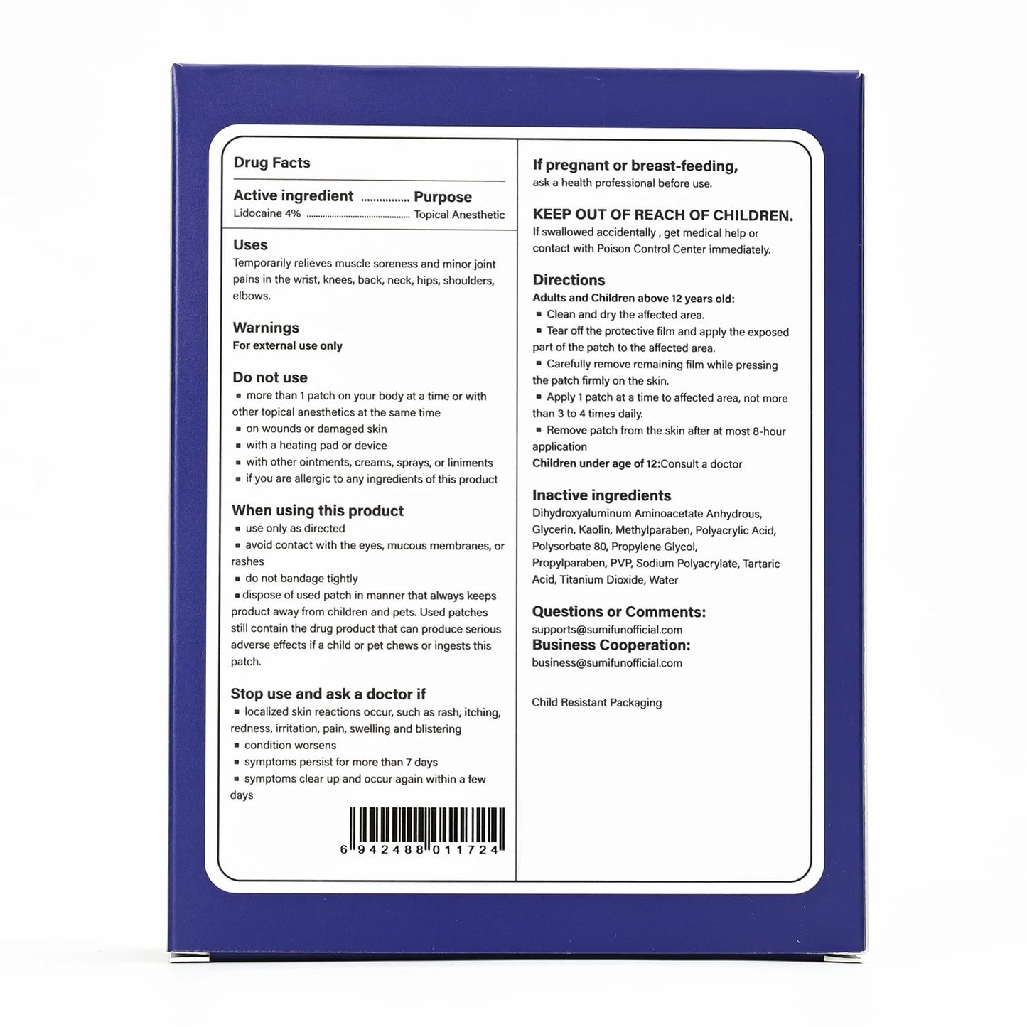 Sumifun 4% Lidocaine XL Pain Patches | Extra Large 4.72"x7.87" for Full Back & Thigh Coverage | Maximum Strength OTC Numbing | 8-Hour Medical Adhesion (X-Large, Count, 10) - dailyvitalstore