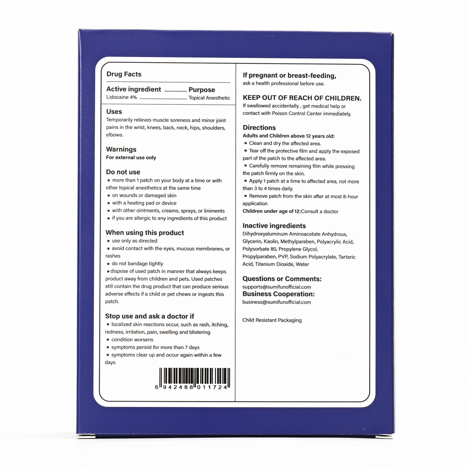Sumifun 4% Lidocaine XL Pain Patches | Extra Large 4.72"x7.87" for Full Back & Thigh Coverage | Maximum Strength OTC Numbing | 8-Hour Medical Adhesion (X-Large, Count, 10) - dailyvitalstore