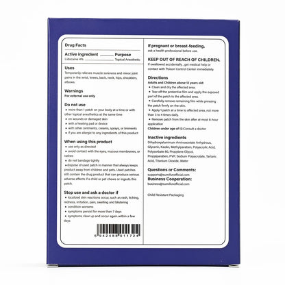 Sumifun 4% Lidocaine XL Pain Patches | Extra Large 4.72"x7.87" for Full Back & Thigh Coverage | Maximum Strength OTC Numbing | 8-Hour Medical Adhesion (X-Large, Count, 10) - dailyvitalstore