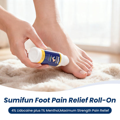 Sumifun Foot Pain Relief Lidocaine Roll-On - Maximum Strength OTC for Plantar Fasciitis & Heel Pain - Fast-Drying, Non-Greasy Formula, 2.5 Fl Oz * 3 - dailyvitalstore
