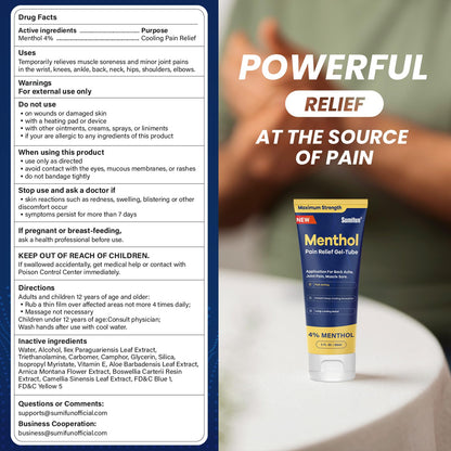 Sumifun Menthol Pain Relief Gel-Tube-3 FL OZ Tube (Pack of 1)- for Knee & Lower Back Pain Relief, Sore Muscle Relief, Neck Pain Relief, Shoulder Pain Relief - dailyvitalstore