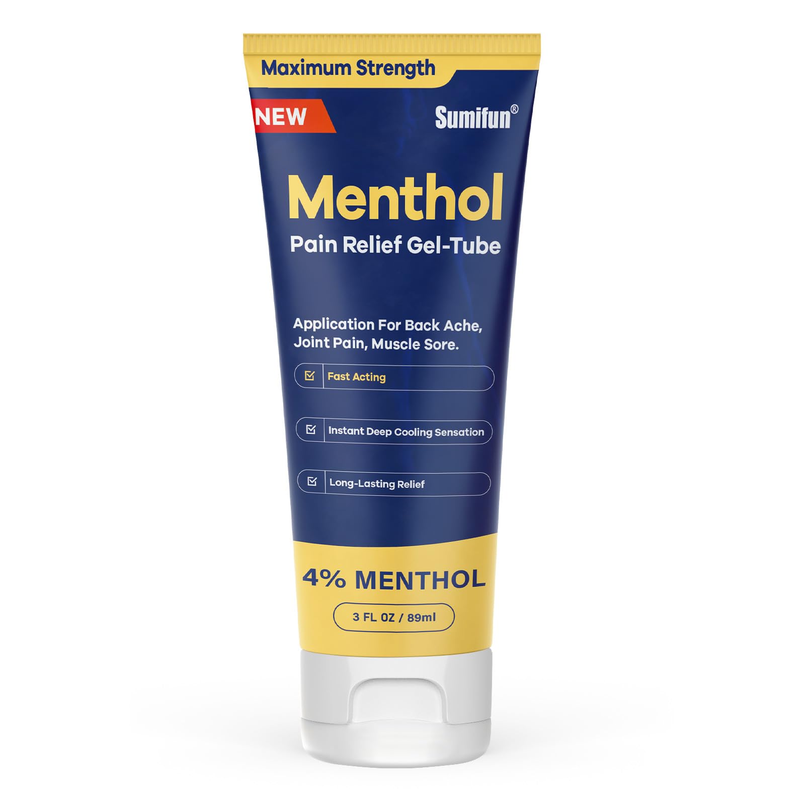 Sumifun Menthol Pain Relief Gel-Tube-3 FL OZ Tube (Pack of 1)- for Knee & Lower Back Pain Relief, Sore Muscle Relief, Neck Pain Relief, Shoulder Pain Relief - dailyvitalstore