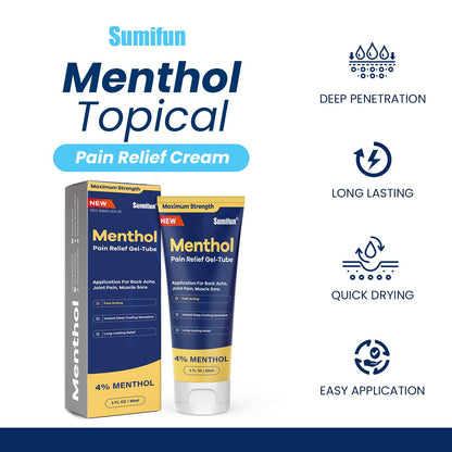 Sumifun Menthol Pain Relief Gel-Tube-3 FL OZ Tube (Pack of 2)- for Knee & Lower Back, Sore Muscle, Neck Shoulder Pain Relief - dailyvitalstore