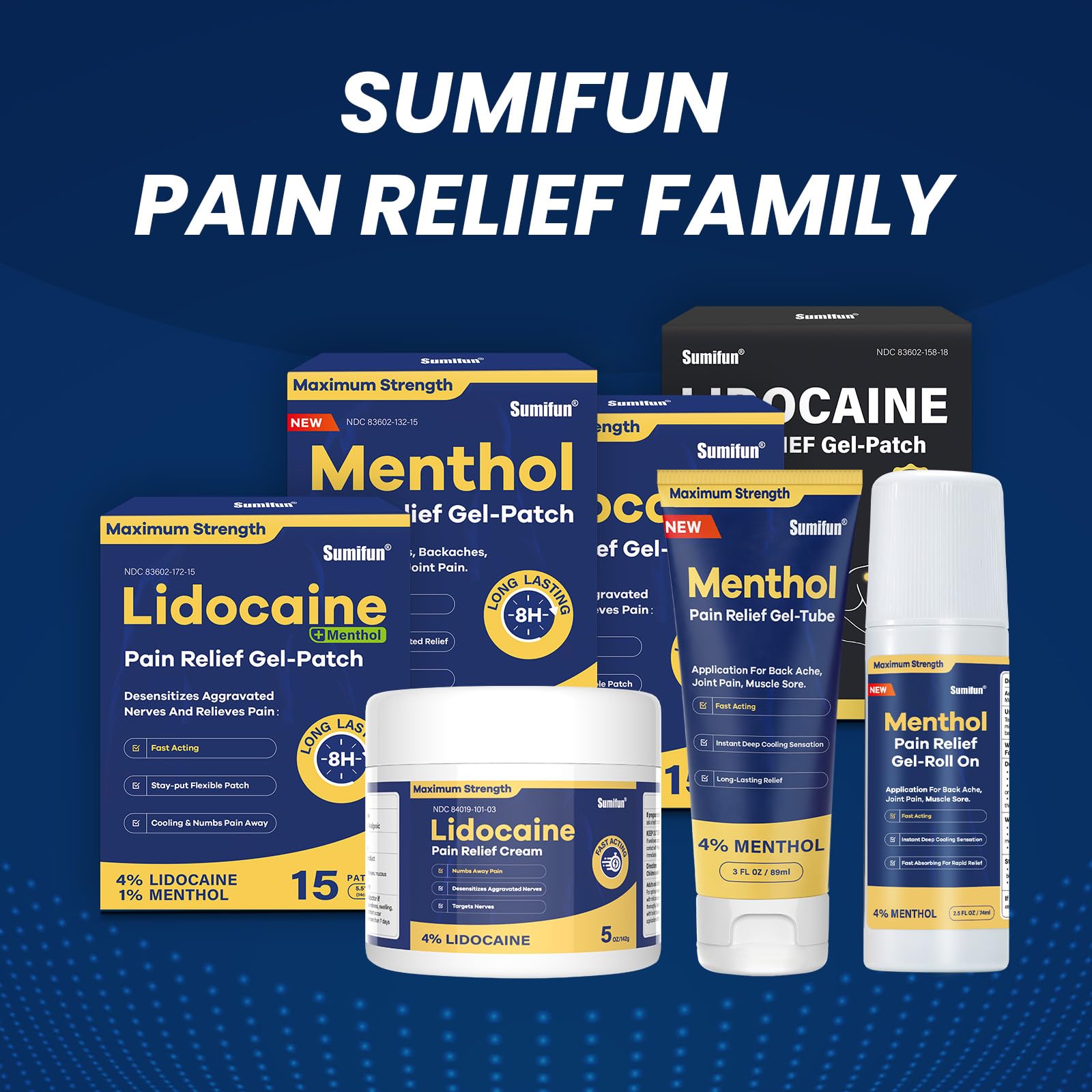 Sumifun Menthol Pain Relief Gel-Tube-3 FL OZ Tube (Pack of 2)- for Knee & Lower Back, Sore Muscle, Neck Shoulder Pain Relief - dailyvitalstore