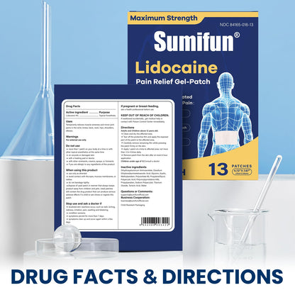 Sumifun XL Lidocaine Patches for Pain Relief, 4% Lidocaine Maximum Strength OTC, Extra Large 4.72"x7.87" for Full Back Pain Patches & Large Areas (Extra Large, Count, 13) - dailyvitalstore