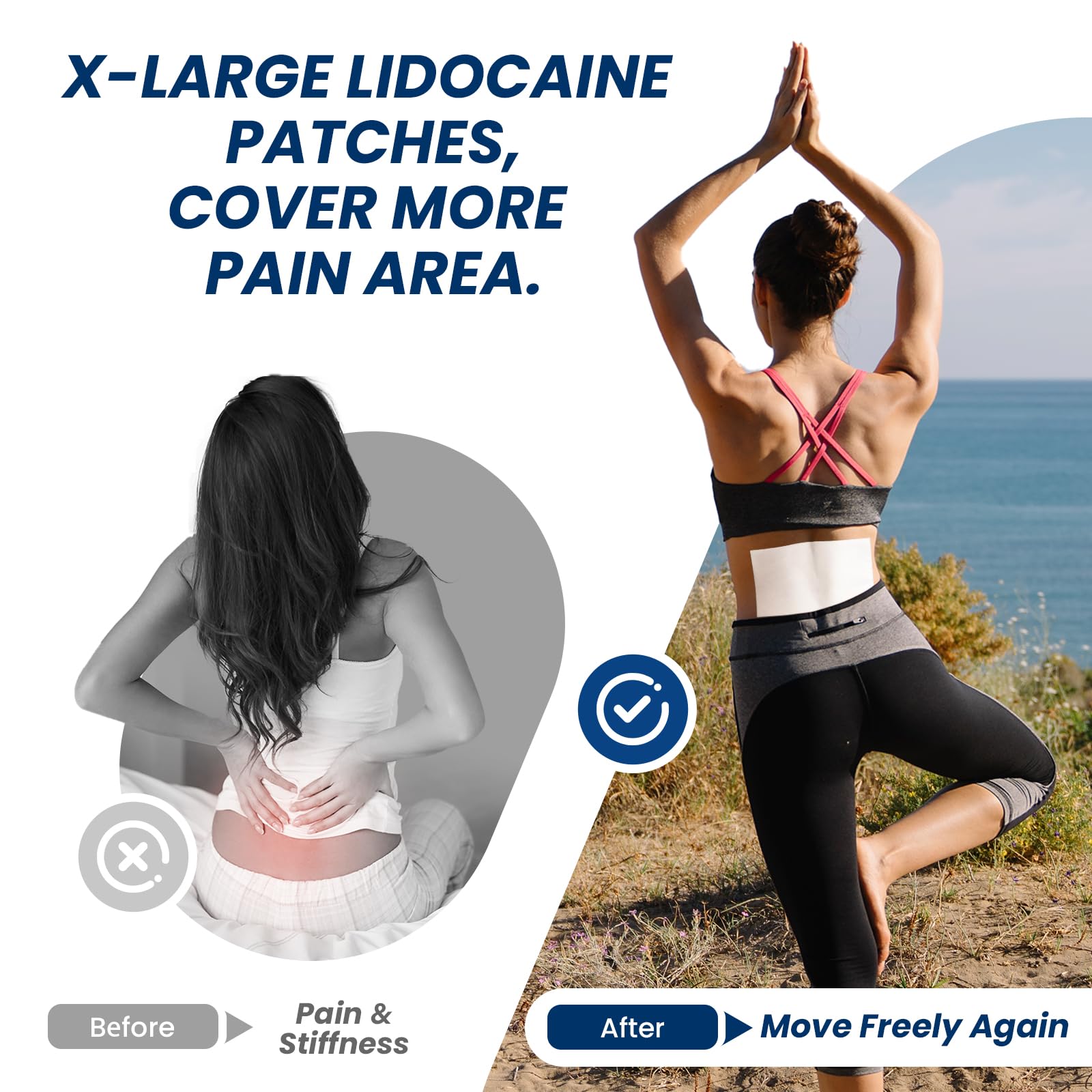 Sumifun XL Lidocaine Patches for Pain Relief, 4% Lidocaine Maximum Strength OTC, Extra Large 4.72"x7.87" for Full Back Pain Patches & Large Areas (Extra Large, Count, 13) - dailyvitalstore