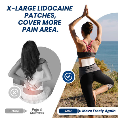 Sumifun XL Lidocaine Patches for Pain Relief, 4% Lidocaine Maximum Strength OTC, Extra Large 4.72"x7.87" for Full Back Pain Patches & Large Areas (Extra Large, Count, 13) - dailyvitalstore