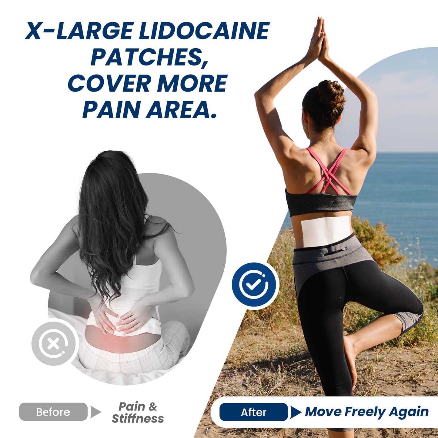 Sumifun XL Lidocaine Patches for Pain Relief, 4% Lidocaine Maximum Strength OTC, Extra Large 4.72"x7.87" for Full Back Pain Patches & Large Areas (Extra Large, Count, 20) - dailyvitalstore