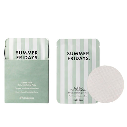 Summer Fridays Gentle Reset Daily Exfoliating Pads - Face Exfoliator with AHAs + PHAs to Smooth Texture + Even Skin - Formulated in Korea - Soothing + Hydrating Toner Pads - Vegan (30 Count) - dailyvitalstore