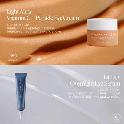 Summer Fridays Jet Lag Overnight Eye Serum - Nourishing Undereye Treatment for Dark Circles - Helps to Hydrate, Smooth, Firm & Depuff - Enriched with Glycerin to Lock in Moisture (0.5 Fl Oz) - dailyvitalstore