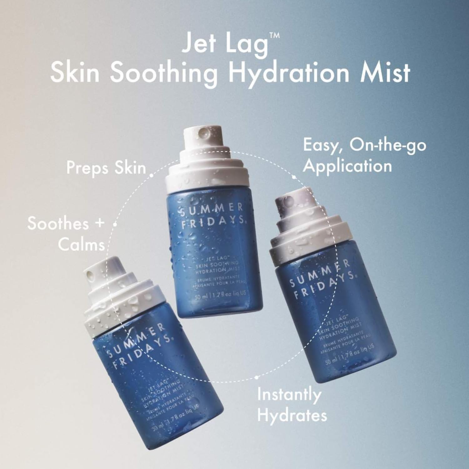 Summer Fridays Jet Lag Skin Soothing Hydration Face Mist - Ultra-Fine Facial Spray & Hydrating Mist to Comfort, Soothe & Help Provide Protective Moisture Barrier Support for Glowing Skin (1.7 Fl Oz) - dailyvitalstore