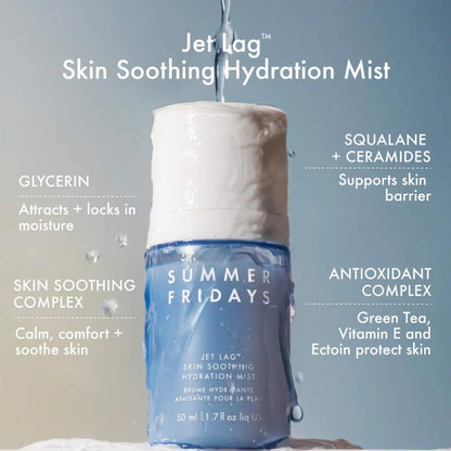 Summer Fridays Jet Lag Skin Soothing Hydration Face Mist - Ultra-Fine Facial Spray & Hydrating Mist to Comfort, Soothe & Help Provide Protective Moisture Barrier Support for Glowing Skin (1.7 Fl Oz) - dailyvitalstore