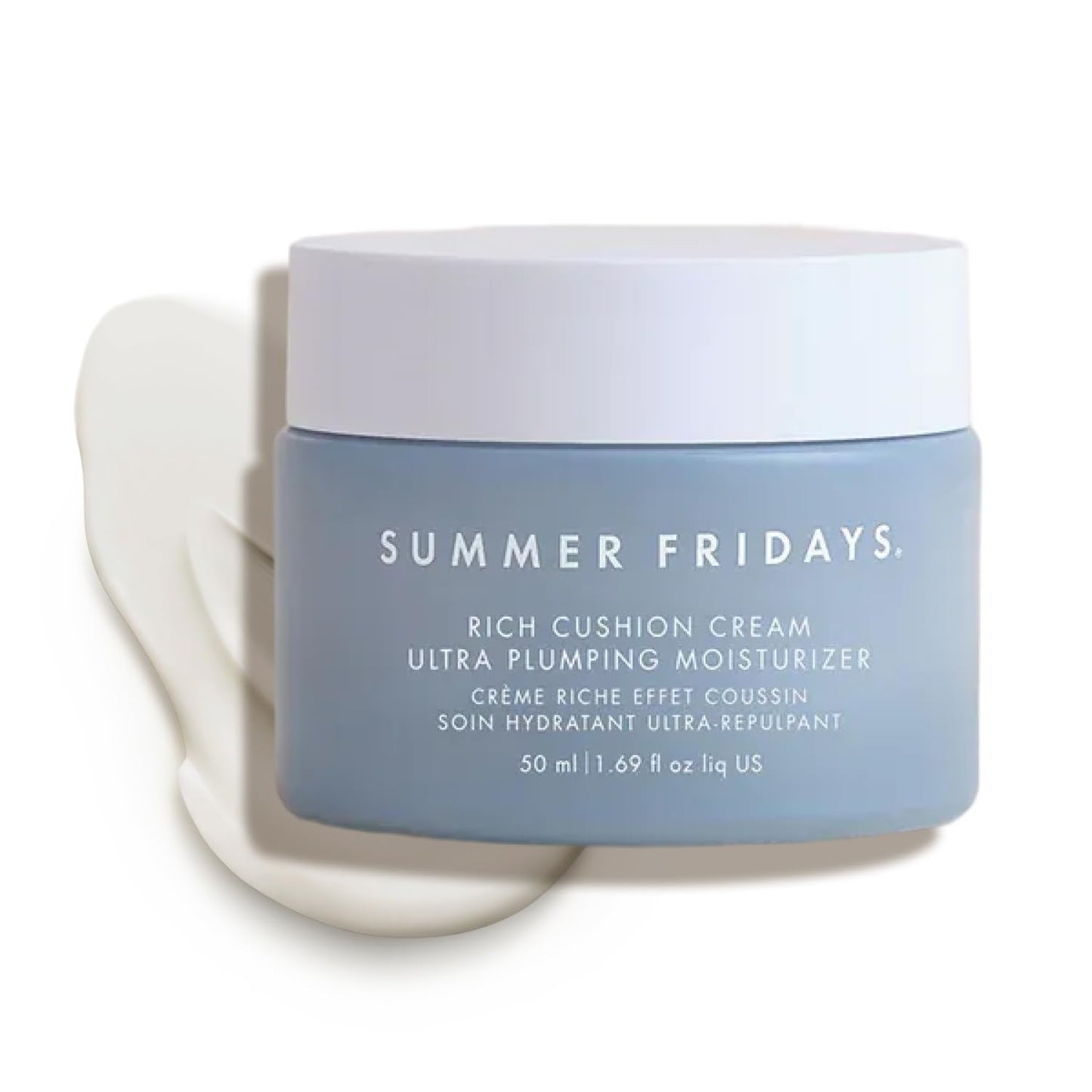 Summer Fridays Rich Cushion Face Cream - Ultra Plumping Barrier Repair Cream + Makeup Primer - Infuses Skin with Rich Hydration from Glycerin + Squalane - Non-Comedogenic + Fragrance-Free (1.69 Oz) - dailyvitalstore