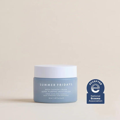 Summer Fridays Rich Cushion Face Cream - Ultra Plumping Barrier Repair Cream + Makeup Primer - Infuses Skin with Rich Hydration from Glycerin + Squalane - Non-Comedogenic + Fragrance-Free (1.69 Oz) - dailyvitalstore