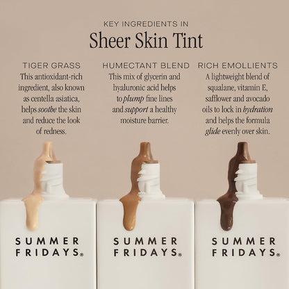 Summer Fridays Sheer Skin Tint - Skin Tint with Hyaluronic Acid - Helps Diminish Uneven Skin Tone - Sheer to Light Coverage - Shade 5 - Medium with Warm Neutral Undertones (1 Fl Oz) - dailyvitalstore