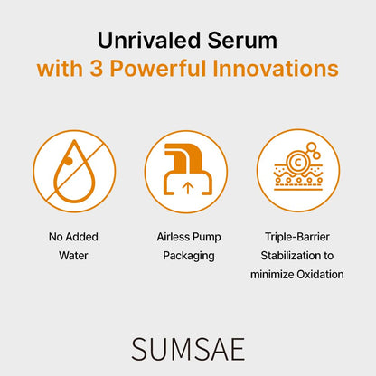 SUMSAE Pure Vitamin C Serum - Korean Skincare with Vitamin 10.5%, Waterless (No oxidation formula), Special Airless Pump, Brightening and Firming Skin - dailyvitalstore