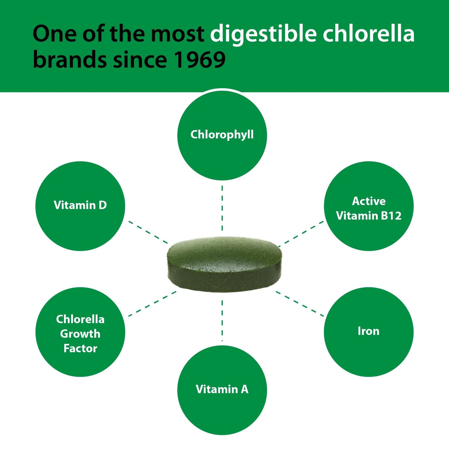 Sun Chlorella 500mg Whole Body Wellness Green Algae Superfood Supplement - Immune Defense, Gut Health, Natural Purification, Energy Boost - dailyvitalstore