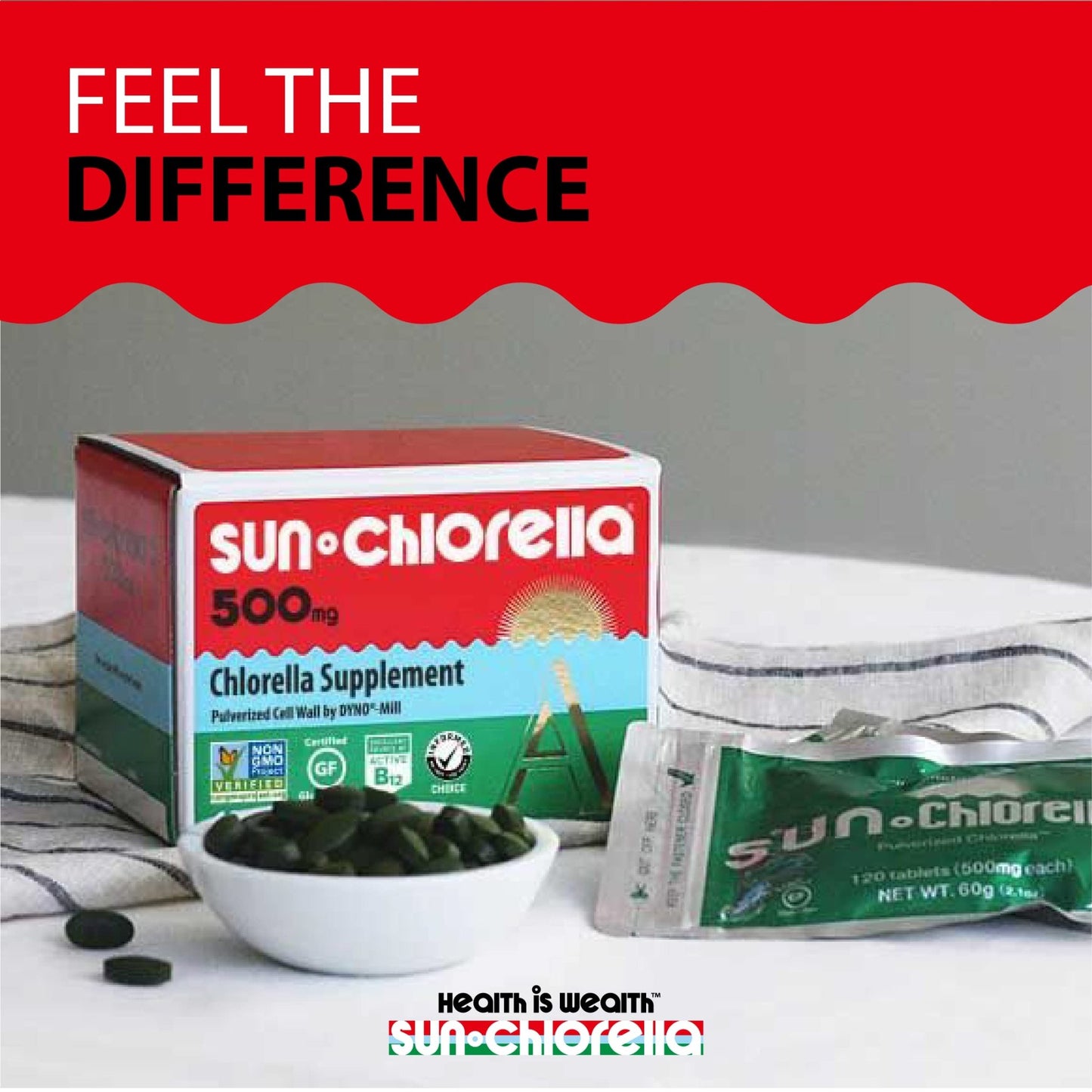 Sun Chlorella 500mg Whole Body Wellness Green Algae Superfood Supplement - Immune Defense, Gut Health, Natural Purification, Energy Boost - dailyvitalstore