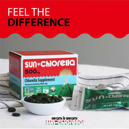 Sun Chlorella 500mg Whole Body Wellness Green Algae Superfood Supplement - Immune Defense, Gut Health, Natural Purification, Energy Boost - dailyvitalstore