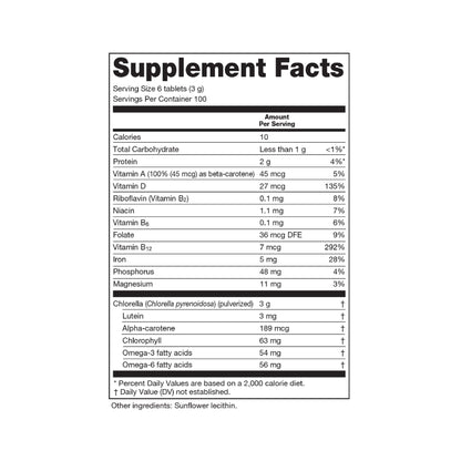 Sun Chlorella 500mg Whole Body Wellness Green Algae Superfood Supplement - Immune Defense, Gut Health, Natural Purification, Energy Boost - dailyvitalstore