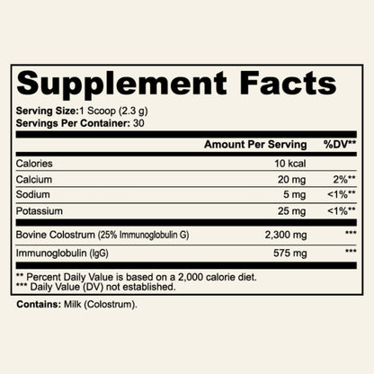 Sun Vitals Bovine Colostrum Powder 2300mg – 575mg IgG Per Serving | 25% IgG Standardized | Gut Health & Immune Support | No Fillers, No Capsules | GMP-Certified, 3rd Party Tested | 30 Servings - dailyvitalstore