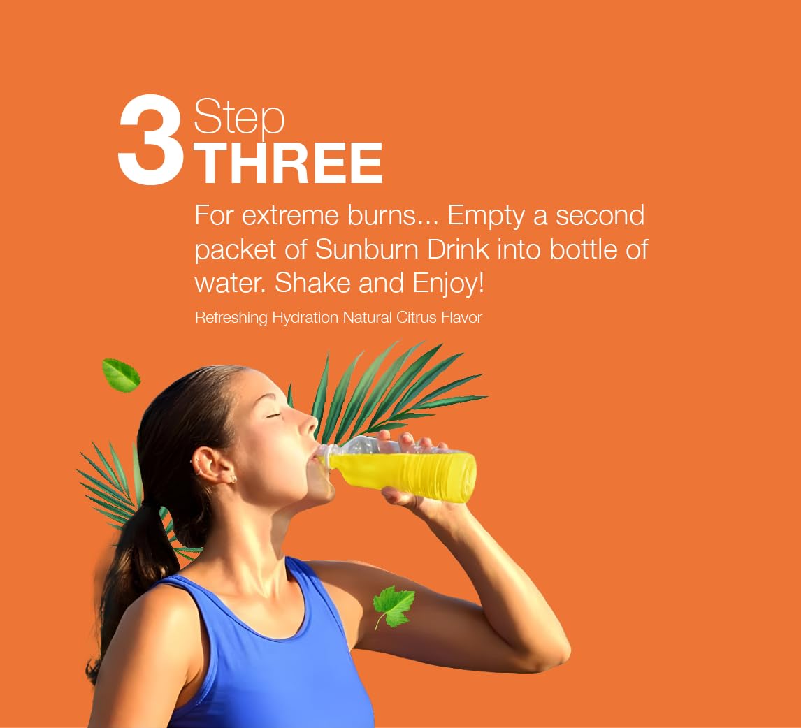 Sunburn Drink - Twin Pack - After Sun Skin Care - Supports Healthy Skin from The Inside Out -Promotes Hydration - Sun Damage Support - Mix with Water - Travel Size - dailyvitalstore