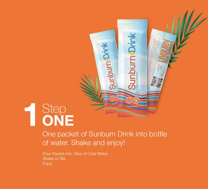 Sunburn Drink - Twin Pack - After Sun Skin Care - Supports Healthy Skin from The Inside Out -Promotes Hydration - Sun Damage Support - Mix with Water - Travel Size - dailyvitalstore
