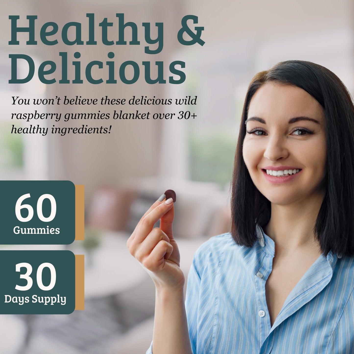 SUNMED Supergreens Daily Gummies – Wellness Blend with Ashwagandha, Green Tea, Spirulina, Probiotics, Antioxidants & Detox Support for Immunity, Gut, Skin & Brain Health | Wild Raspberry, 60ct - dailyvitalstore