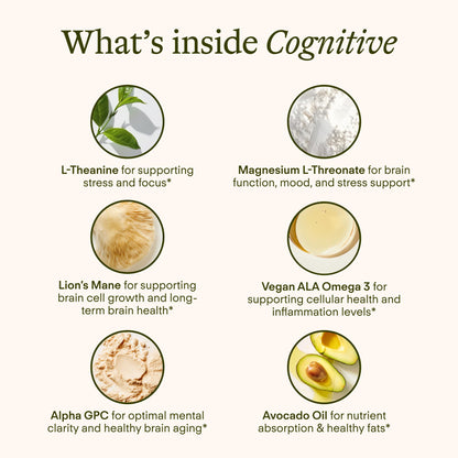 Sunny Within - Brain Health Supplement - Magnesium L-Threonate from Magtein®, Lion’s Mane, Alpha GPC, L-Theanine, ALA & Avocado Oil - Focus, Mood & Memory Support* - 30 Daily Vegan Pouches - dailyvitalstore